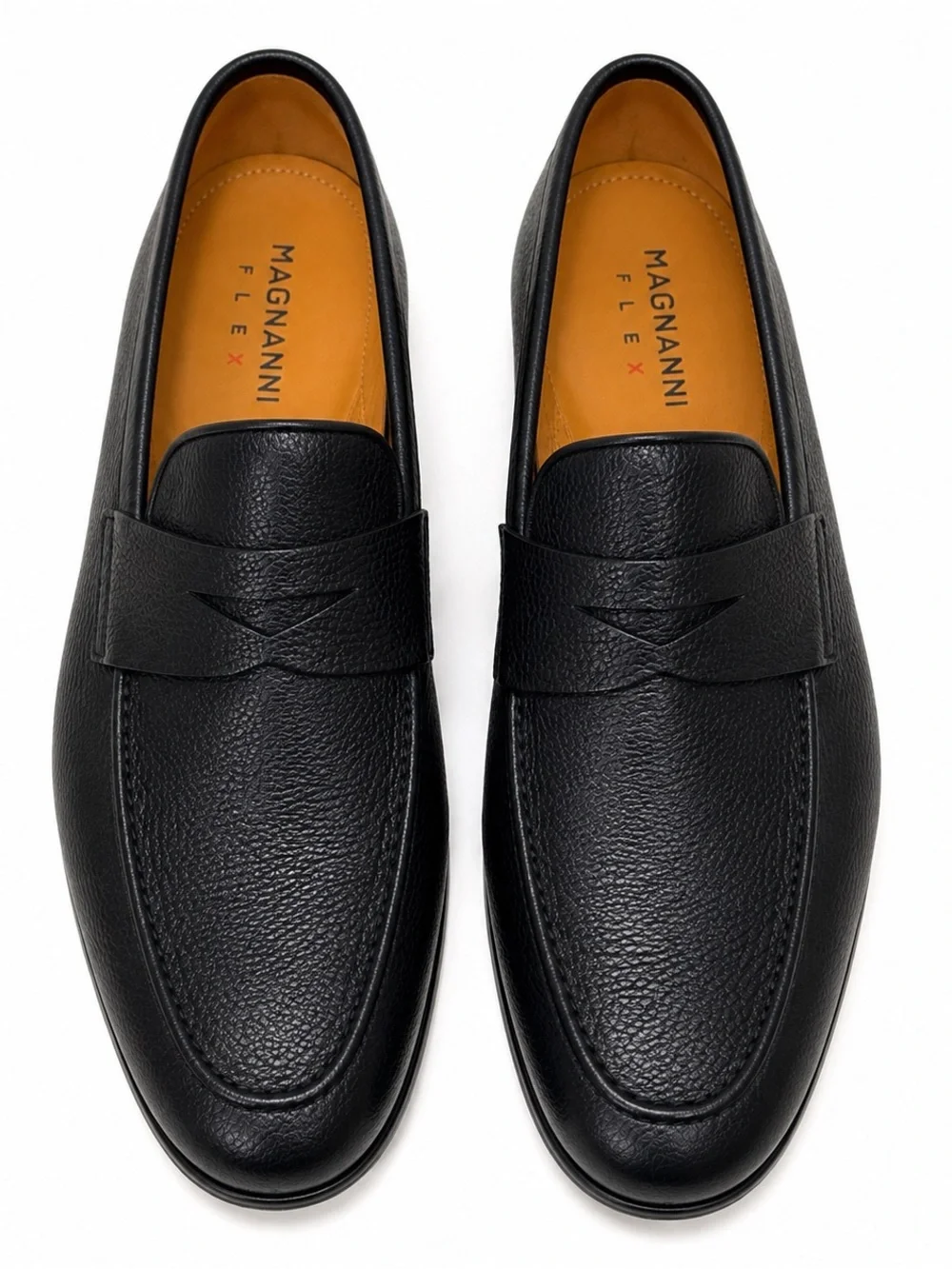 Magnanni Flex Black Pebbled Leather Penny Loafers EU 42 US 9 Italy CMB3004